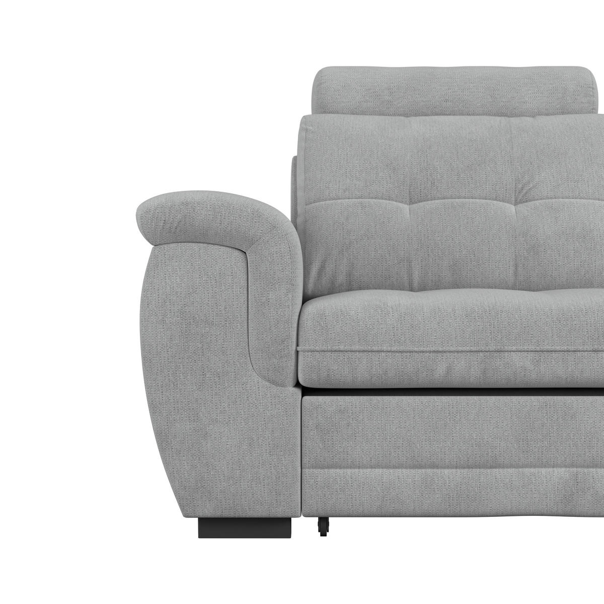 ECKSOFA  Mikrofaser, Struktur Hellgrau  - Hellgrau/Schwarz, Konventionell, Kunststoff/Textil (251/183cm) - MID.YOU