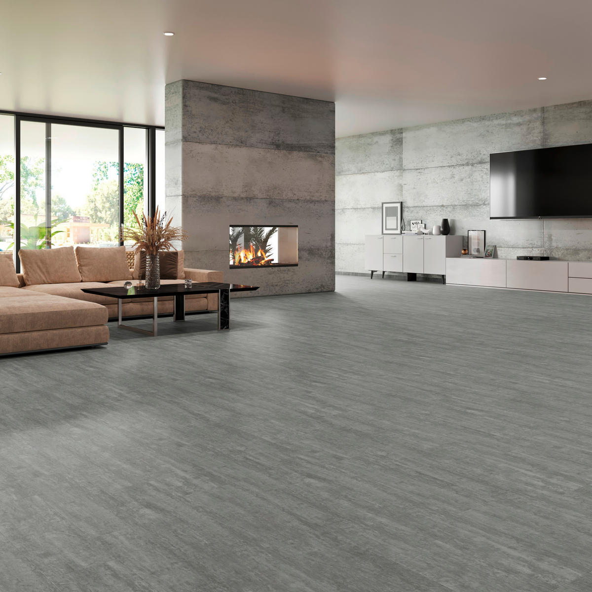 VINYLBODEN Eleganto Concrate Natur 100006401  per  m² - Grau, Design, Holz (121/28,8/1cm) - Tilo