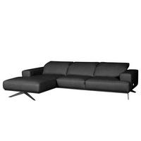 ECKSOFA  in Echtleder Schwarz  187/295 cm  - Schwarz, Design, Leder/Metall (187/295cm) - Livetastic