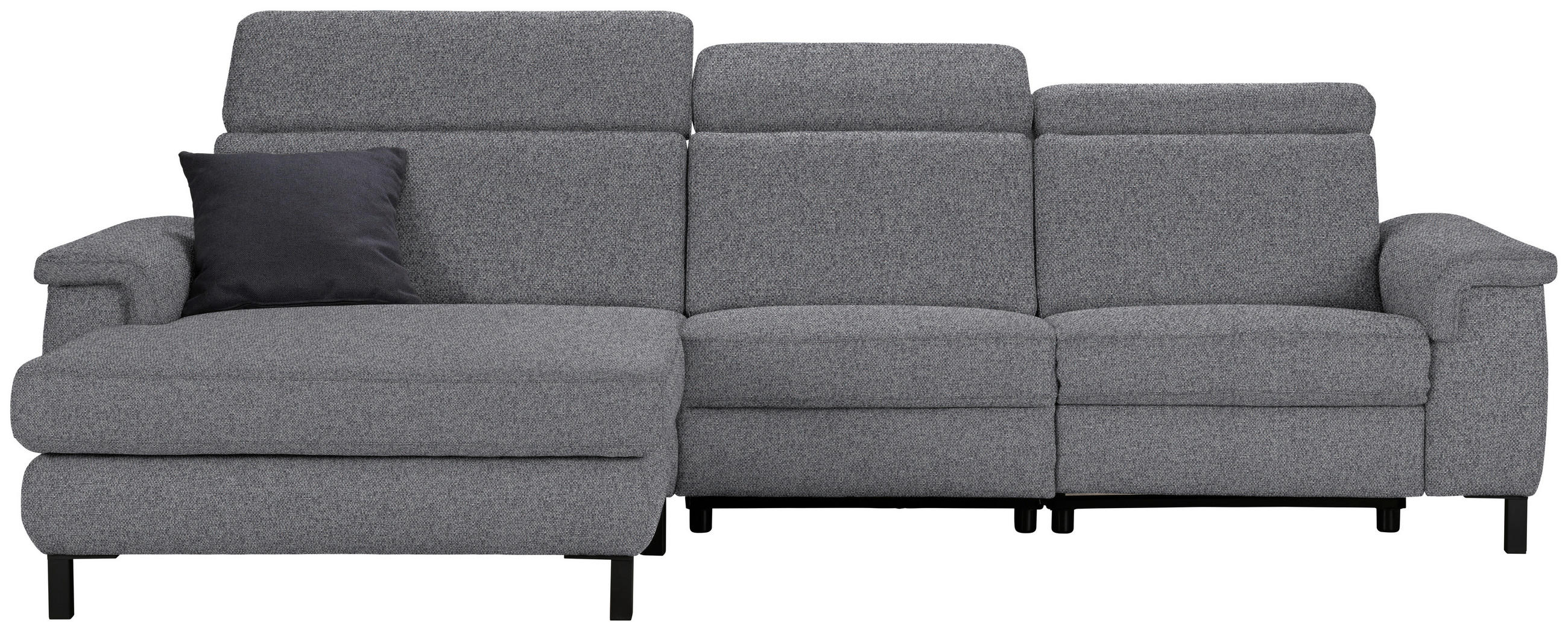 ECKSOFA in Flachgewebe Grau  - Schwarz/Grau, Konventionell, Textil/Metall (182/304cm) - Pure Home Comfort