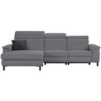 ECKSOFA in Flachgewebe Grau  - Schwarz/Grau, Konventionell, Textil/Metall (182/304cm) - Pure Home Comfort