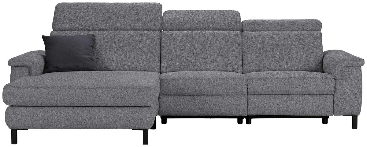 ECKSOFA in Flachgewebe Grau  - Schwarz/Grau, Konventionell, Textil/Metall (182/304cm) - Pure Home Comfort