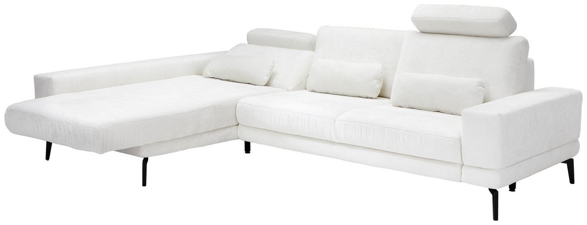 ECKSOFA Naturfarben Chenille  - Schwarz/Naturfarben, KONVENTIONELL, Textil/Metall (184/294cm) - SetOne by Musterring