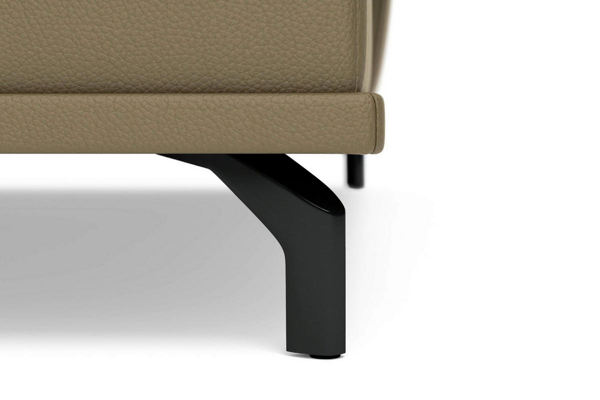 ECKSOFA COSTELLO E Olivgrün Echtleder Nierenkissen, Armteilverstellung, Sitztiefenverstellung  - Schwarz/Olivgrün, Basics, Leder/Textil (301/176cm) - Sit & More