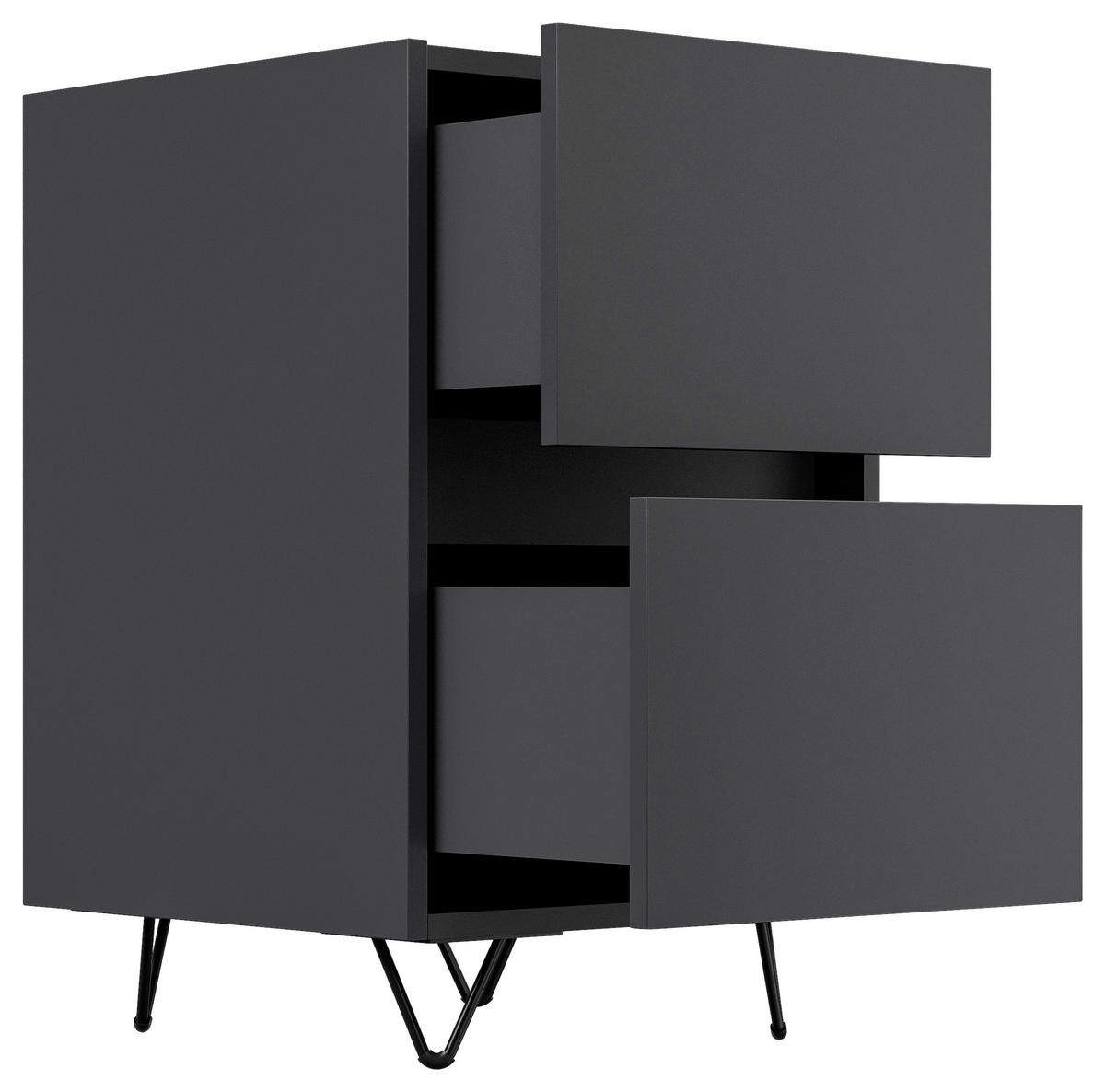 NACHTTISCH 41,2/65/42 cm  - Graphitfarben/Schwarz, Basics, Holzwerkstoff/Metall (41,2/65/42cm) - MID.YOU