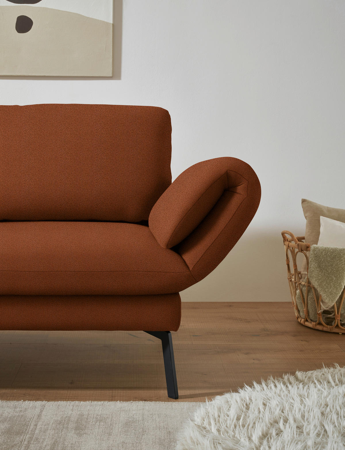 ECKSOFA  in Flachgewebe Kupferfarben  175-224/255-365 cm  - Schwarz/Kupferfarben, Design, Textil/Metall (175-224/255-365cm) - Dieter Knoll