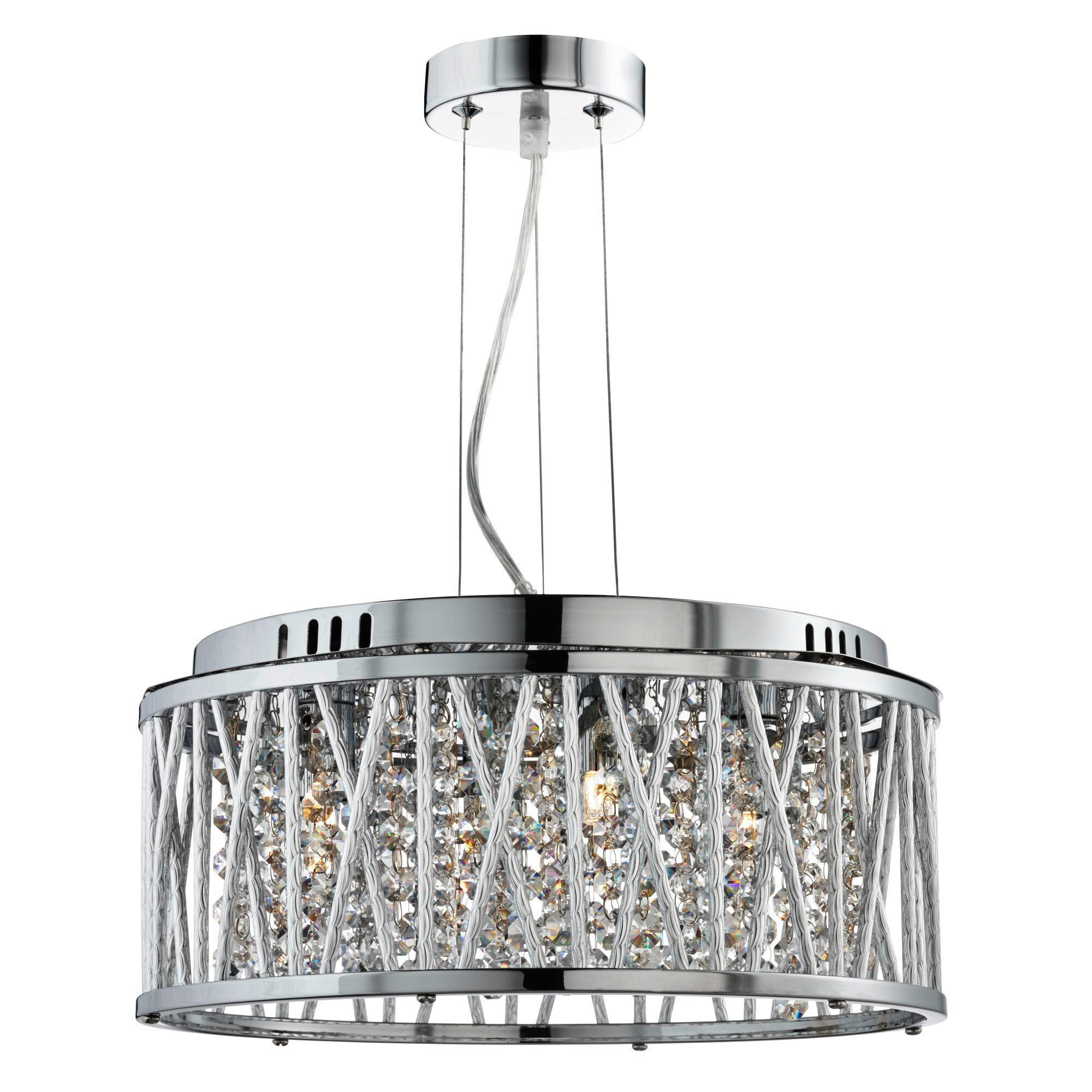 Searchlight Kristall-Hängeleuchte Elise Chrom 135 cm