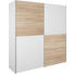SCHWEBETÜRENSCHRANK 2 -türig Eichefarben, Weiß - Eichefarben/Alufarben, Design, Holzwerkstoff/Metall (170/195/63cm) - Carryhome