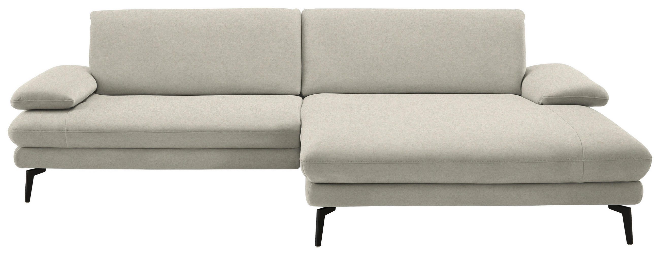 ECKSOFA  in Chenille, Flachgewebe Naturfarben  284/180 cm  - Schwarz/Naturfarben, Design, Textil/Metall (284/180cm) - Dieter Knoll