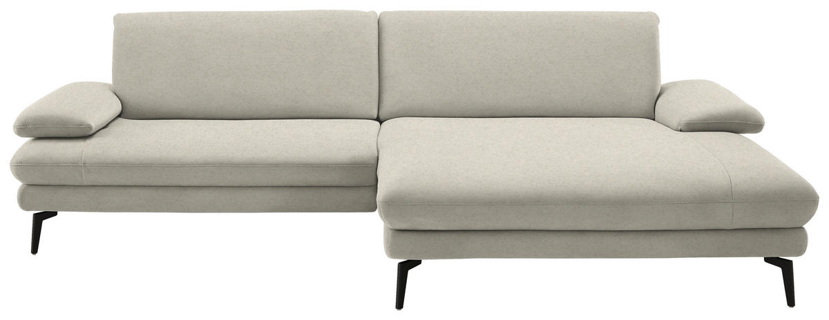 ECKSOFA  in Chenille, Flachgewebe Naturfarben  284/180 cm  - Schwarz/Naturfarben, Design, Textil/Metall (284/180cm) - Dieter Knoll