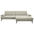 ECKSOFA  in Chenille, Flachgewebe Naturfarben Rücken echt  284/180 cm  - Schwarz/Naturfarben, Design, Textil/Metall (284/180cm) - Dieter Knoll