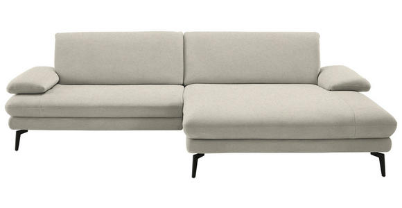 ECKSOFA  in Chenille, Flachgewebe Naturfarben Rücken echt  284/180 cm  - Schwarz/Naturfarben, Design, Textil/Metall (284/180cm) - Dieter Knoll