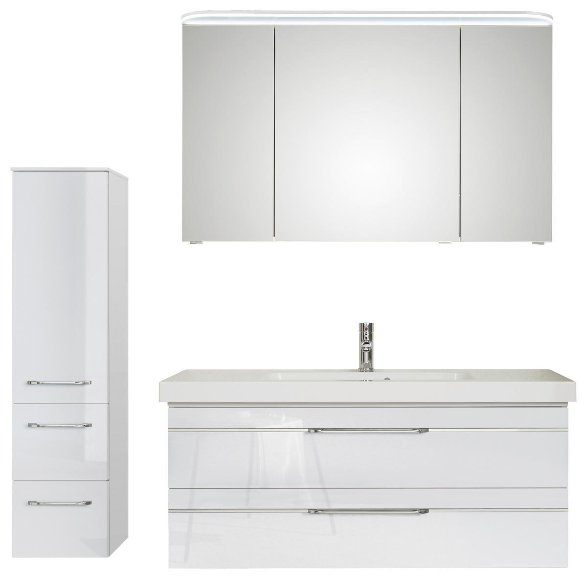 KOPALNICA  bela, bela, visoki sijaj  - barve kroma/bela, Konvencionalno, kamen/kovina (153cm) - Sadena