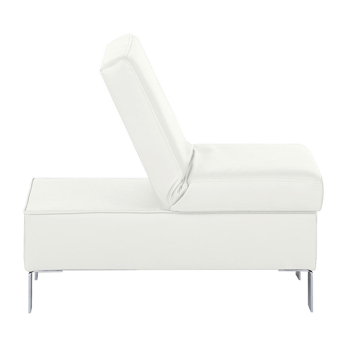 HOCKER in Leder Weiß  - Chromfarben/Weiß, Design, Leder/Metall (91/44/57cm) - Livetastic
