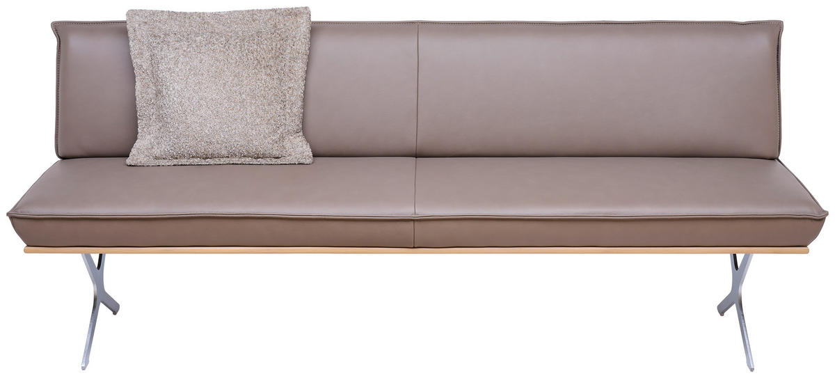 SITZBANK 174/88/66 cm  in Edelstahlfarben, Eiche Bianco, Graubraun  - Eiche Bianco/Edelstahlfarben, Design, Leder/Holz (174/88/66cm) - Koinor