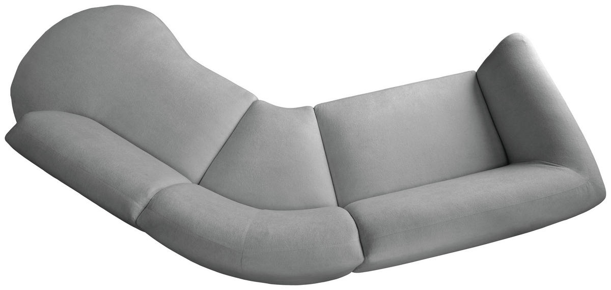 ECKSOFA in Mikrofaser Silberfarben  - Silberfarben/Schwarz, Modern, Kunststoff/Textil (276/182cm) - Livetastic