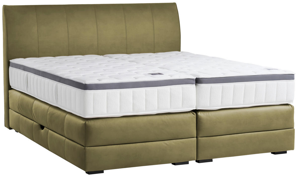 BOXSPRINGBETT 160/200 cm  in Olivgrün  - Wengefarben/Olivgrün, KONVENTIONELL, Holz/Textil (160/200cm) - Novel