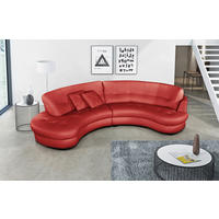 ECKSOFA in Lederlook Echtleder Rot  113/300 cm  - Rot/Schwarz, Design, Leder/Kunststoff (113/300cm) - Livetastic