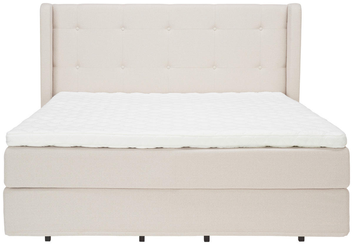 BOXSPRINGBETT 180/200 cm  in Beige  - Beige/Schwarz, KONVENTIONELL, Holz/Textil (180/200cm) - Jensen