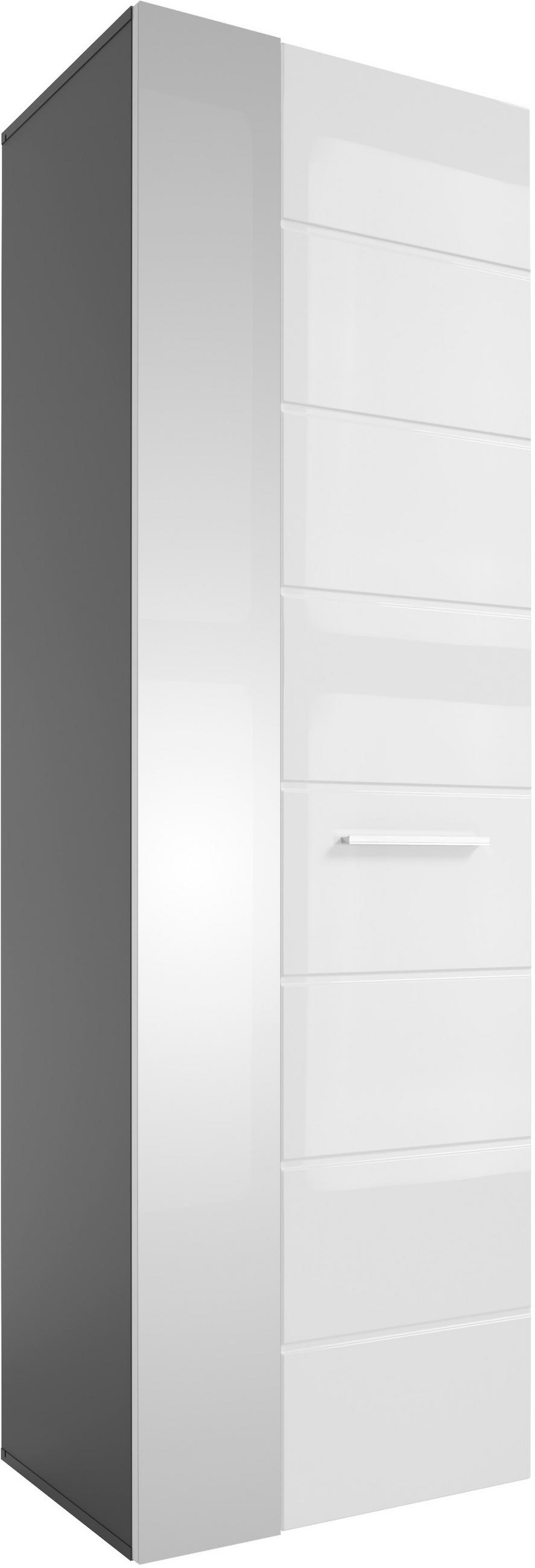 HOCHSCHRANK 60/190/45 cm  - Chromfarben/Weiß Hochglanz, KONVENTIONELL, Glas/Holzwerkstoff (60/190/45cm) - Xora