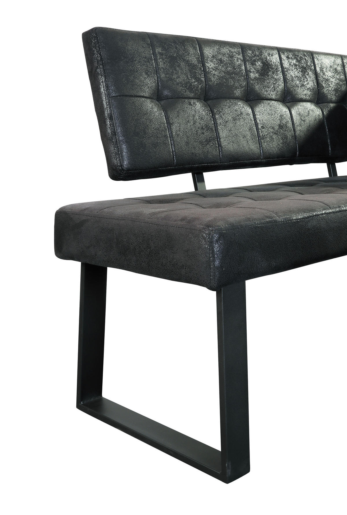 ECKBANK in Metall, Textil Schwarz  - Schwarz, Modern, Textil/Metall (134/185cm) - MID.YOU