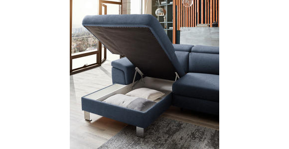 ECKSOFA in Webstoff Blau  167/250 cm  - Blau/Silberfarben, Design, Textil/Metall (167/250cm) - Xora