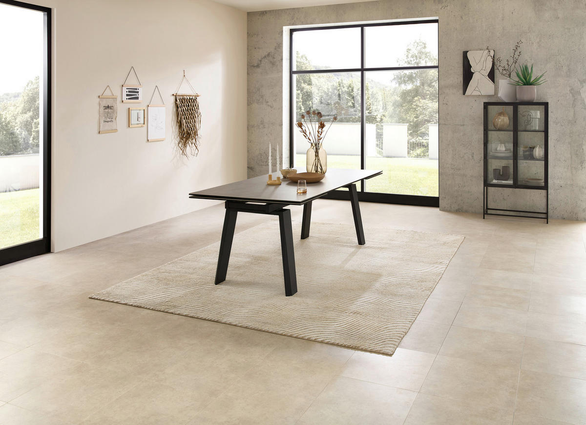 ESSTISCH in Metall, Glas, Keramik 200-300/100/76 cm  - Schwarz/Grau, Modern, Glas/Keramik (200-300/100/76cm) - Livetastic
