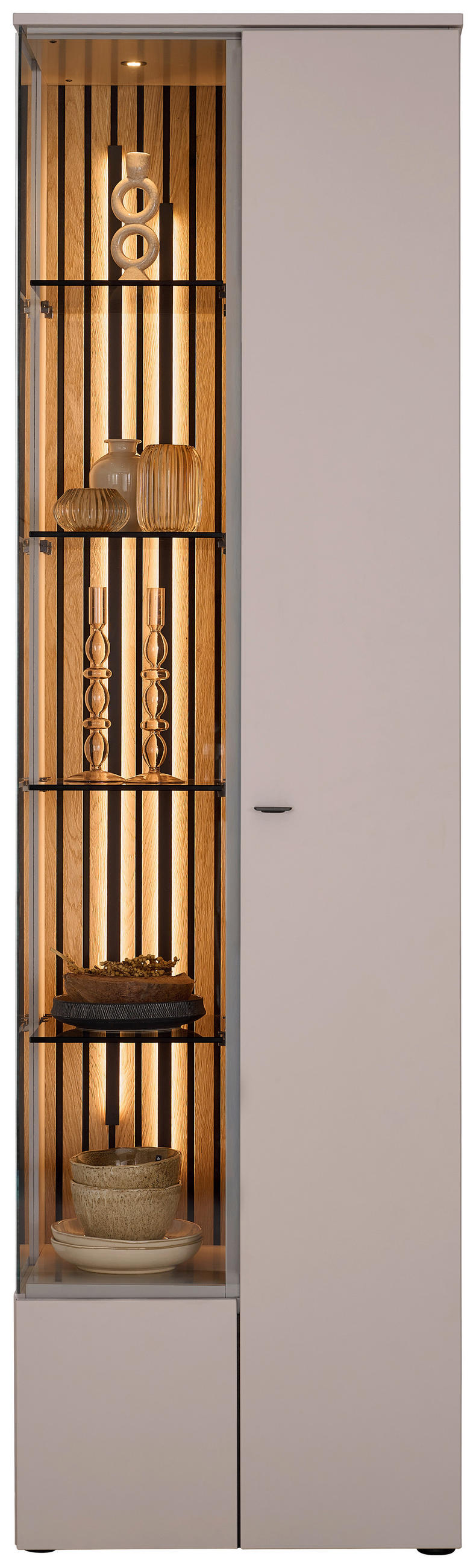 VITRINE  in furniert Eiche Grau  - Anthrazit/Grau, Design, Glas/Holz (60/208/43cm) - Venjakob