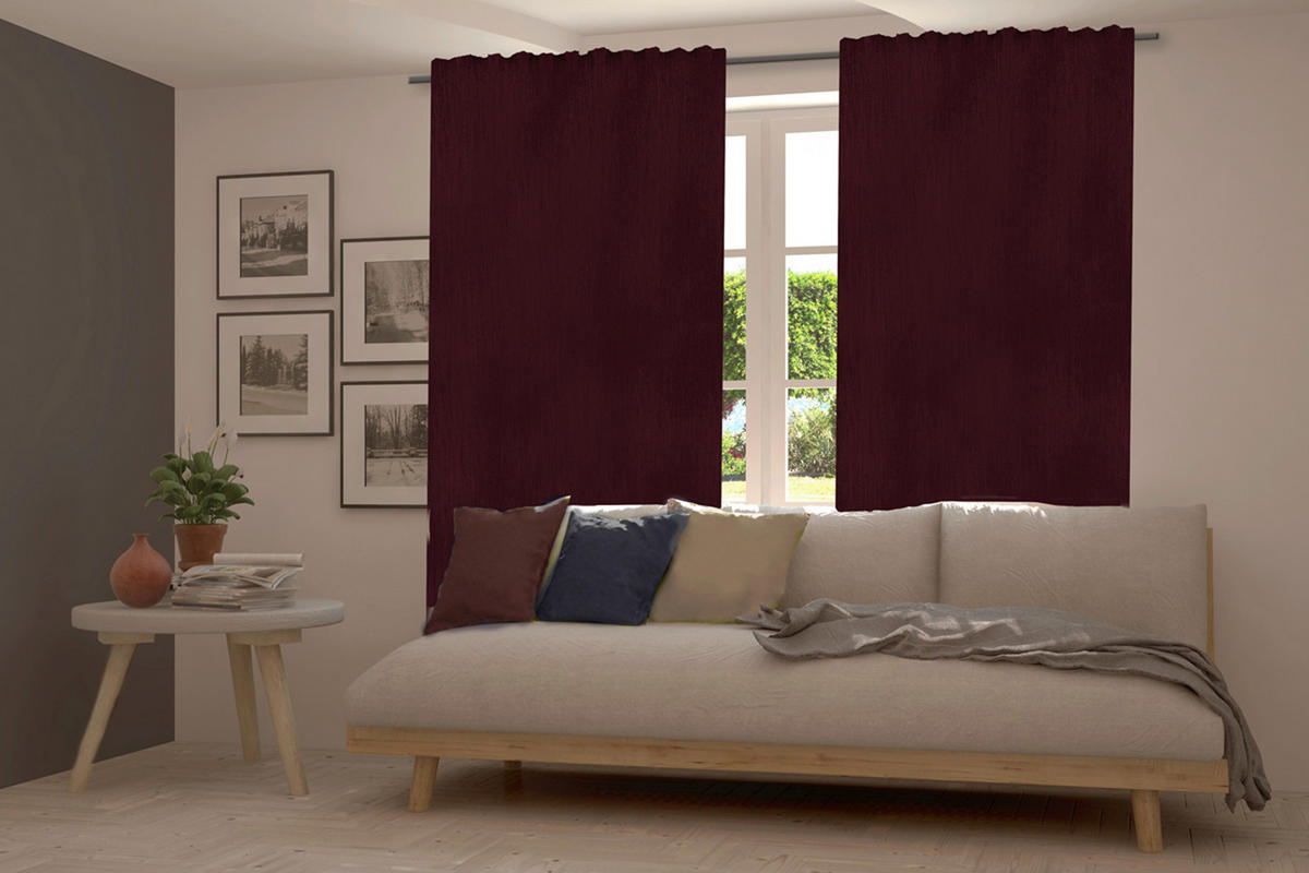 WÄRMESCHUTZVORHANG MILTON Verdunkelung 140/245 cm   - Bordeaux, Basics, Textil (140/245cm)