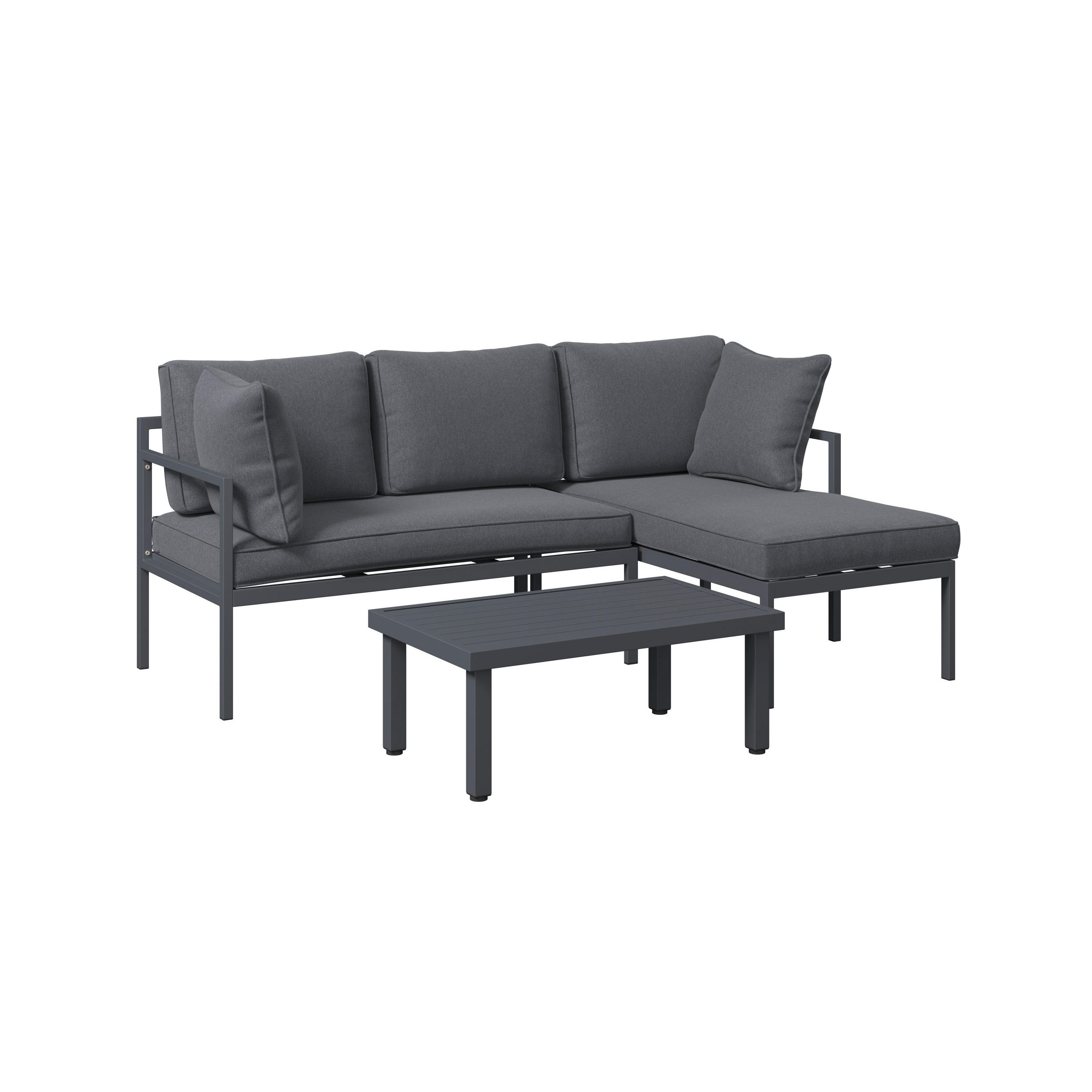 LOUNGEGARNITUR 3-teilig   117/66/62 cm Eisen  - Dunkelgrau, MODERN, Textil/Metall (117/66/62cm) - Ambia Garden