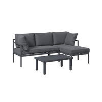 LOUNGEGARNITUR 3-teilig   117/66/62 cm Eisen  - Dunkelgrau, MODERN, Textil/Metall (117/66/62cm) - Ambia Garden