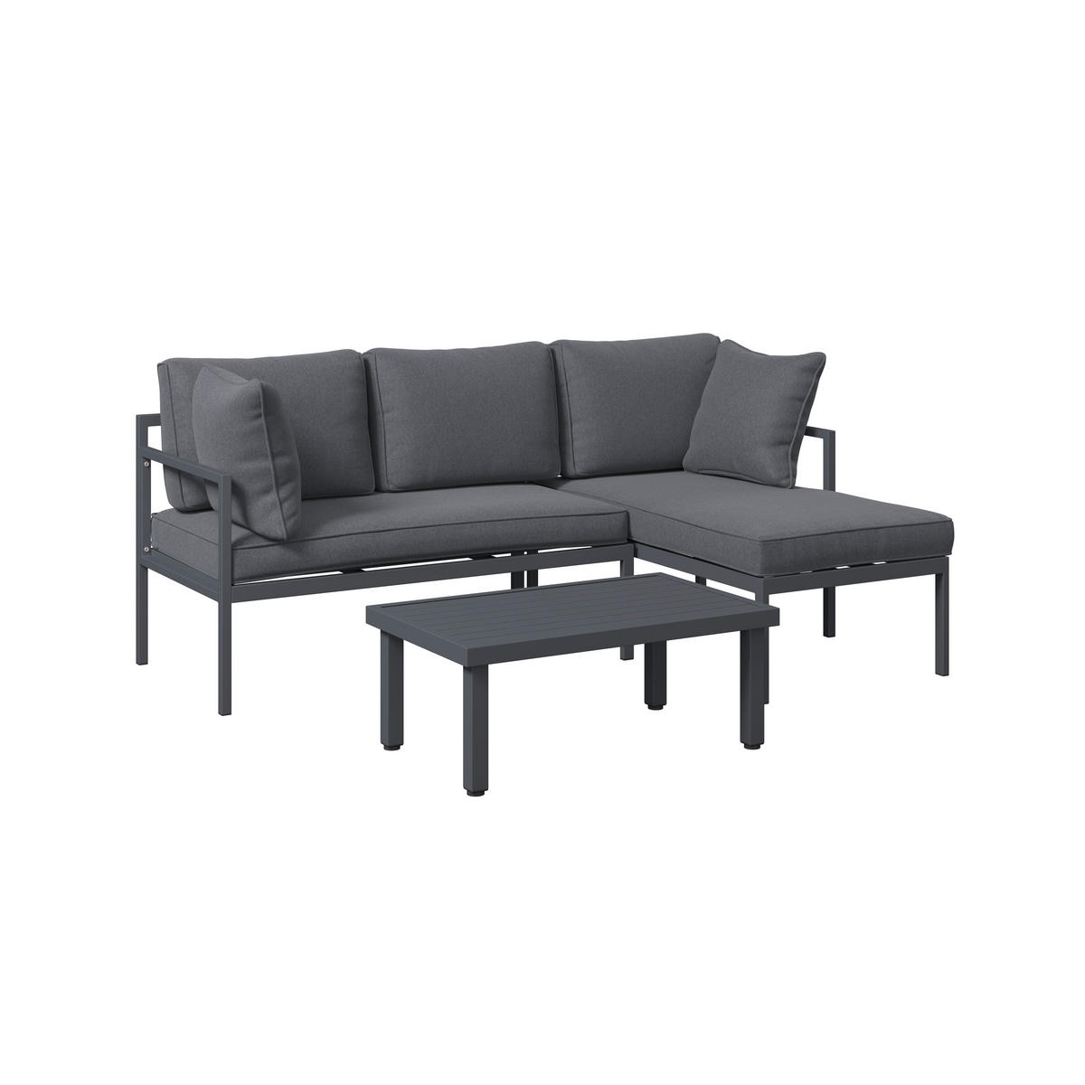 LOUNGEGARNITUR 3-teilig   117/66/62 cm Eisen  - Dunkelgrau, MODERN, Textil/Metall (117/66/62cm) - Ambia Garden