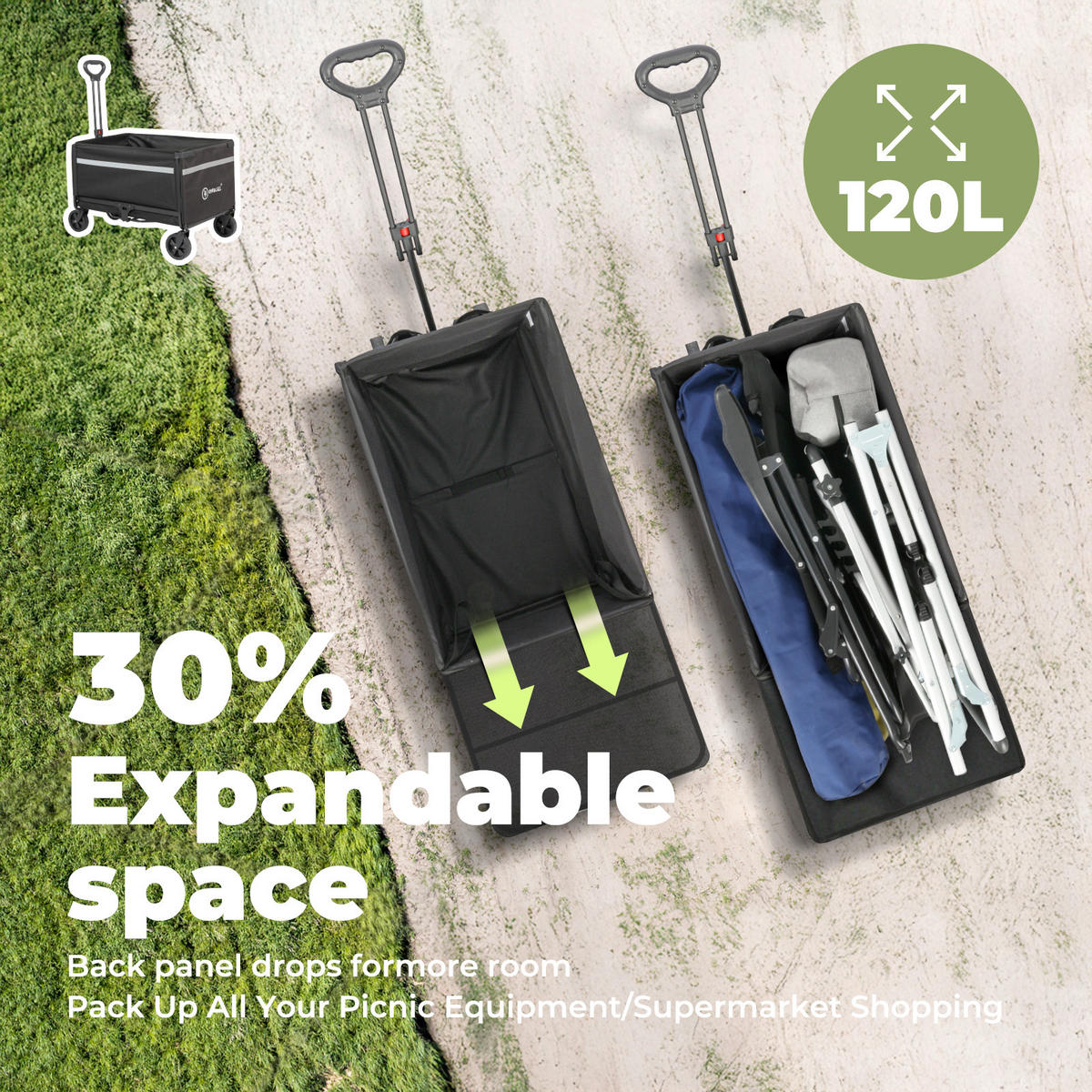 BOLLERWAGEN    - Schwarz, Basics, Textil/Metall (71/48/93cm) - Modante