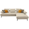 ECKSOFA  in Echtleder Creme Rückenkissen, Sitztiefenverstellung  305/224 cm  - Creme/Schwarz, Design, Leder/Metall (305/224cm) - Dieter Knoll