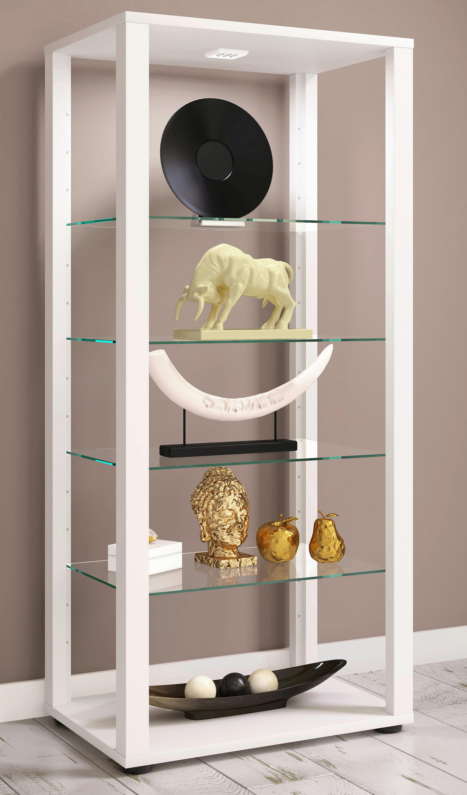 VITRINE in Weiß  - Schwarz/Weiß, MODERN, Glas/Holzwerkstoff (51,8/114,5/34,8cm) - MID.YOU