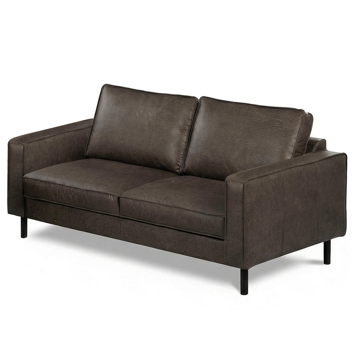 2,5-SITZER  in Echtleder Fango   - Fango/Schwarz, Design, Leder/Metall (168/85/92cm) - Livetastic