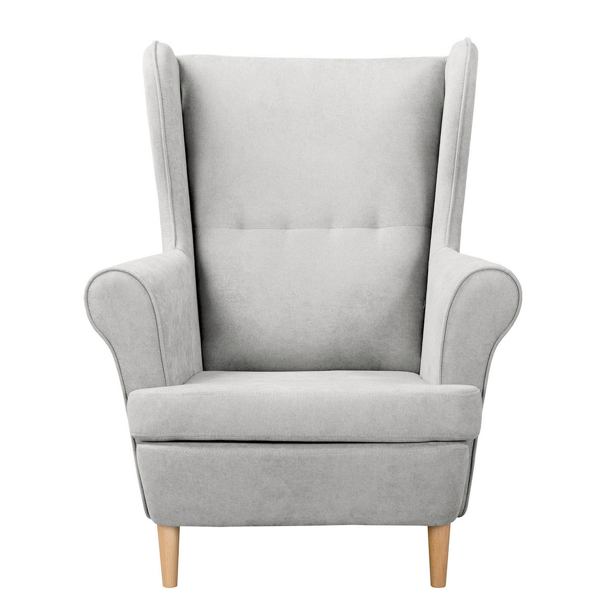 OHRENSESSEL Scandi Mikrofaser Hellgrau  - Hellgrau/Naturfarben, Design, Holz/Textil (87/105/90cm) - Livetastic