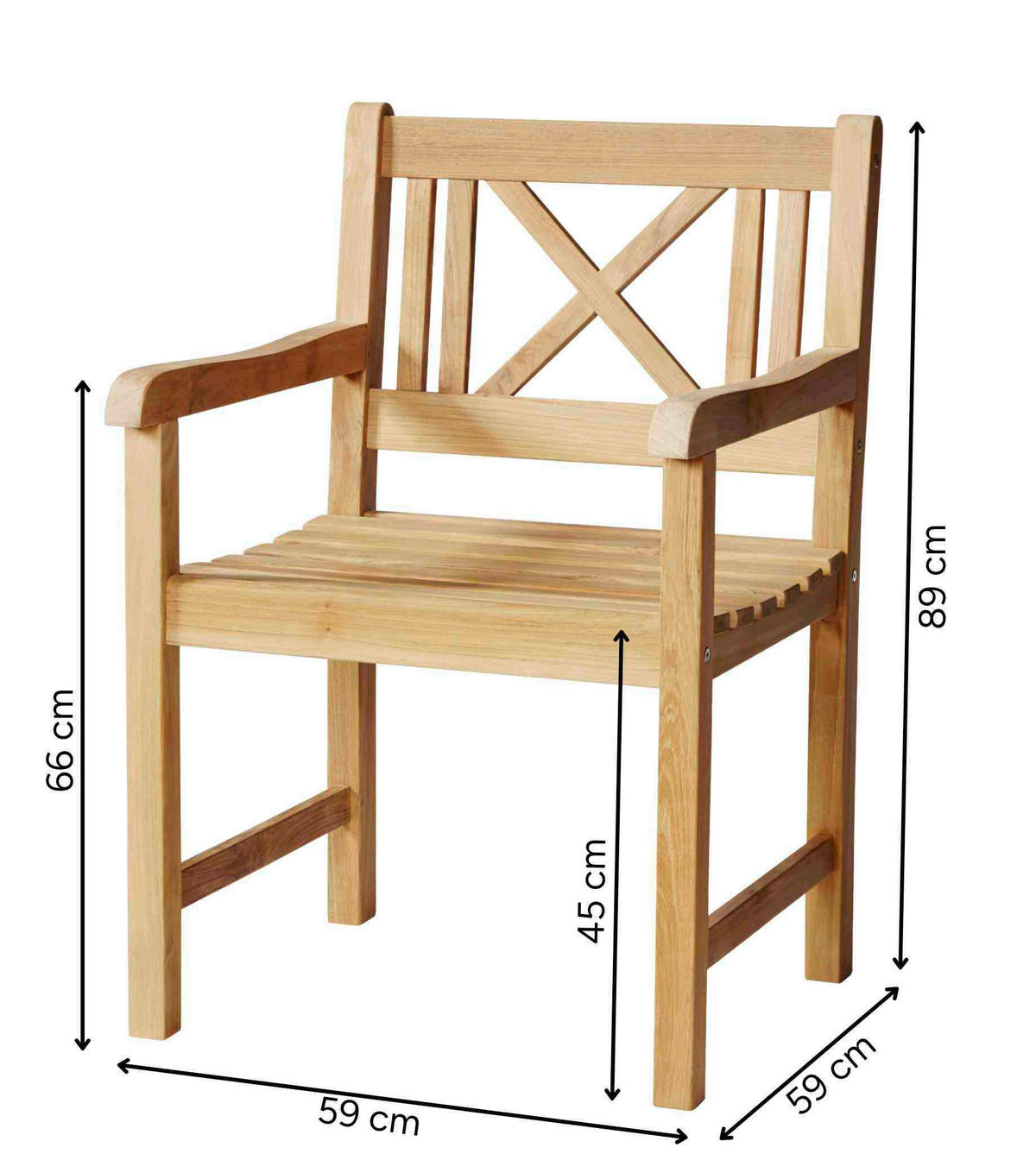 GARTENSESSEL Holz Teakfarben  - Teakfarben, Natur, Holz (59/89/59cm) - Gardenson