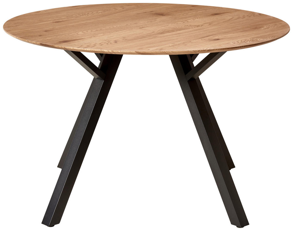 JEDÁLENSKÝ STÔL, čierna, farba duba, 120/76/120 cm - čierna/farba duba, Lifestyle, kov/kompozitné drevo (120/76/120cm) - MID.YOU