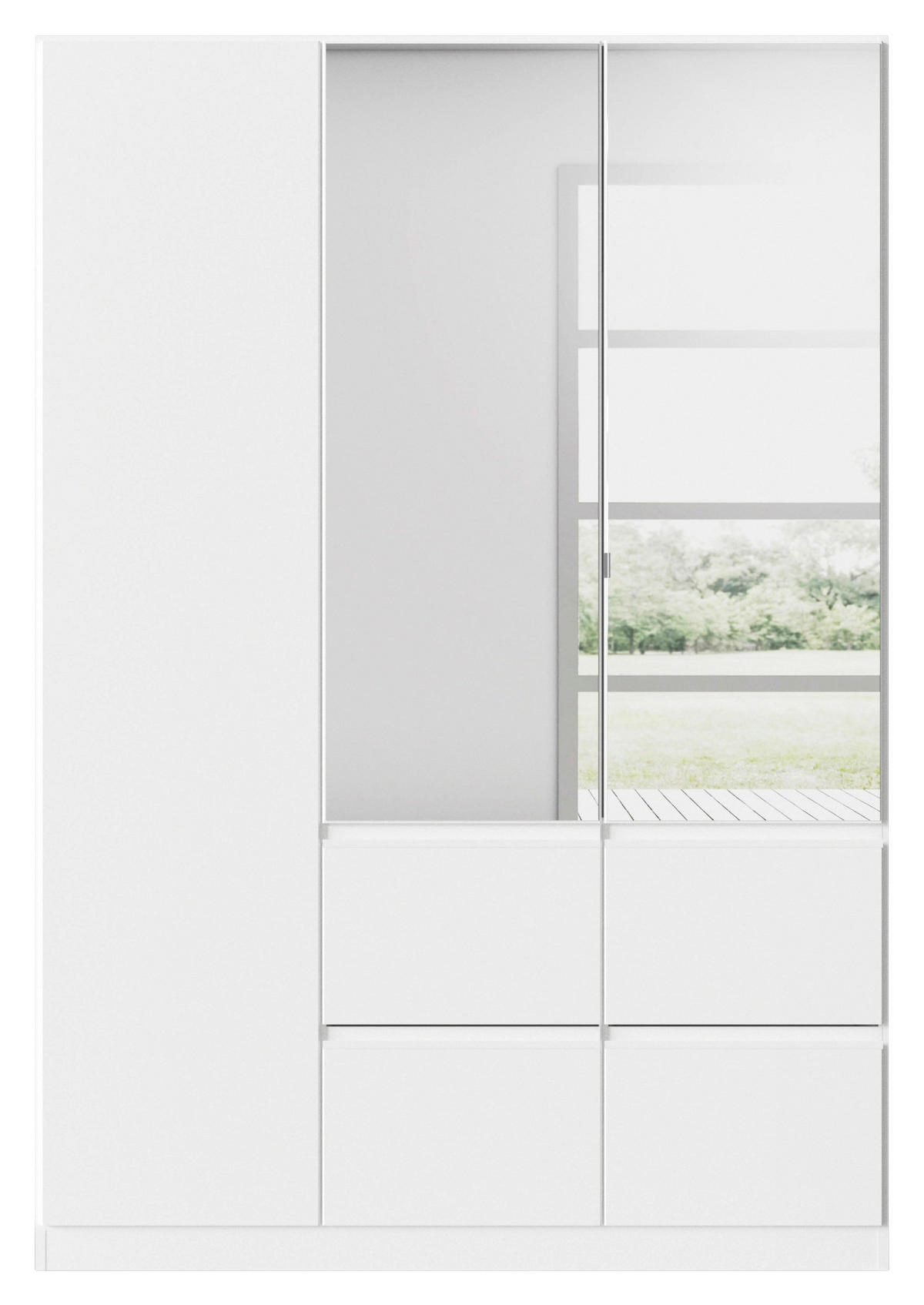 KLEIDERSCHRANK in Weiss  - Weiss, Trend, Glas/Holzwerkstoff (136/197/54cm) - Xora