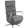 RELAXSESSEL in Leder Grau  - Chromfarben/Grau, Design, Leder/Metall (64/112/80cm) - Cantus