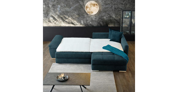 ECKSOFA in Webstoff Petrol  - Chromfarben/Petrol, Design, Kunststoff/Textil (276/212cm) - Carryhome