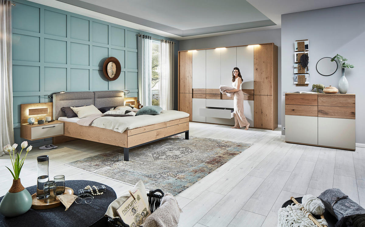 BETTANLAGE 180/200 cm  in Anthrazit, Grau, Taupe, Eichefarben   - Taupe/Eichefarben, Konventionell, Holzwerkstoff/Textil (180/200cm) - Dieter Knoll