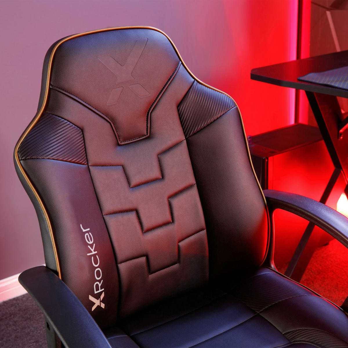 GAMINGSTUHL Schwarz, Goldfarben Textil   - Goldfarben/Schwarz, MODERN, Textil (57,5/107,5/44cm) - X Rocker