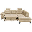 ECKSOFA Creme Velours  - Creme/Schwarz, KONVENTIONELL, Kunststoff/Textil (275/218cm) - Carryhome