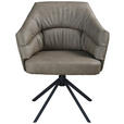 ARMLEHNSTUHL  Sitzfläche 360° drehbar, automatische Rückholfunktion  Echtleder  Braun  - Schwarz/Braun, Design, Leder/Metall (70/89/65,5cm) - Novel