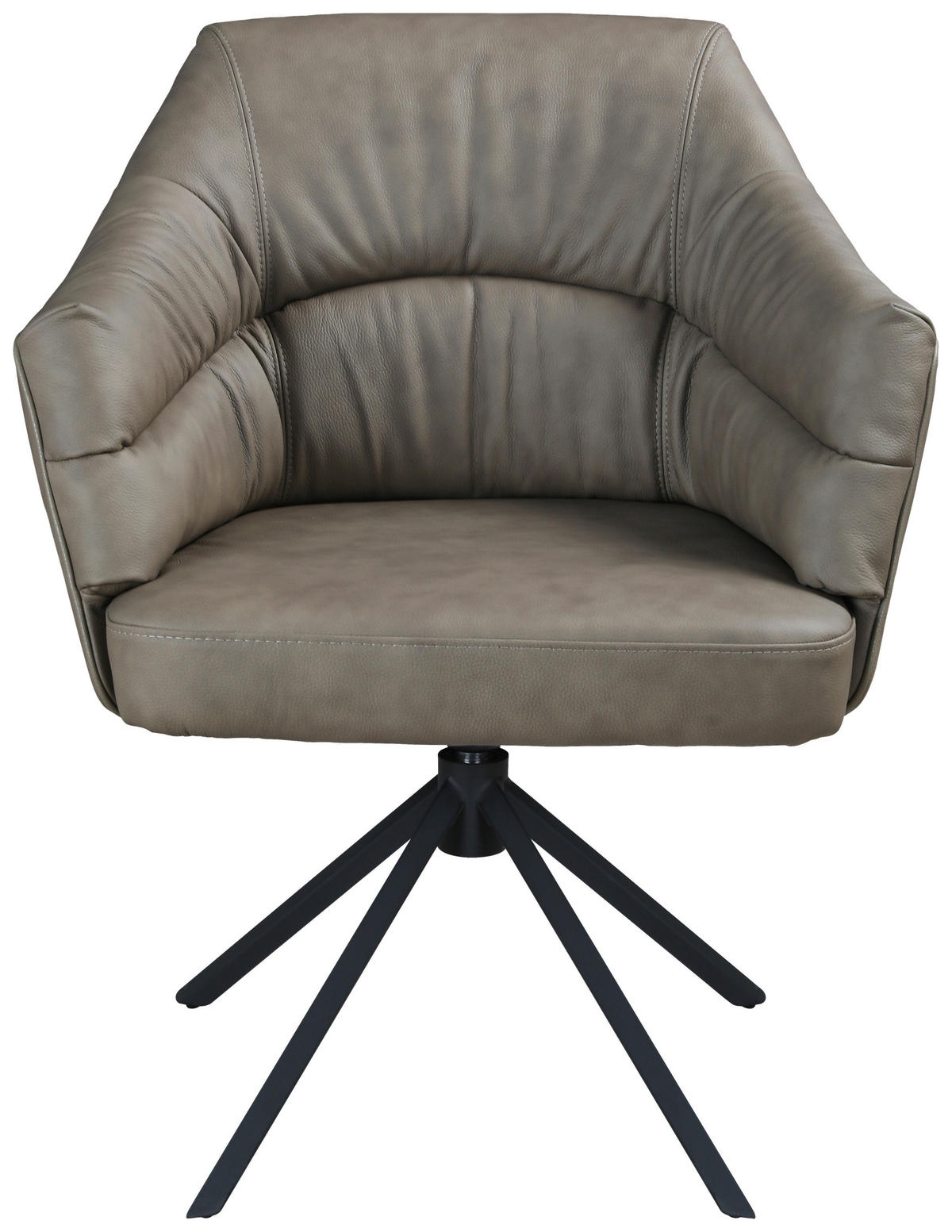 ARMLEHNSTUHL  Sitzfläche 360° drehbar, automatische Rückholfunktion  Echtleder  Braun  - Schwarz/Braun, Design, Leder/Metall (70/89/65,5cm) - Novel