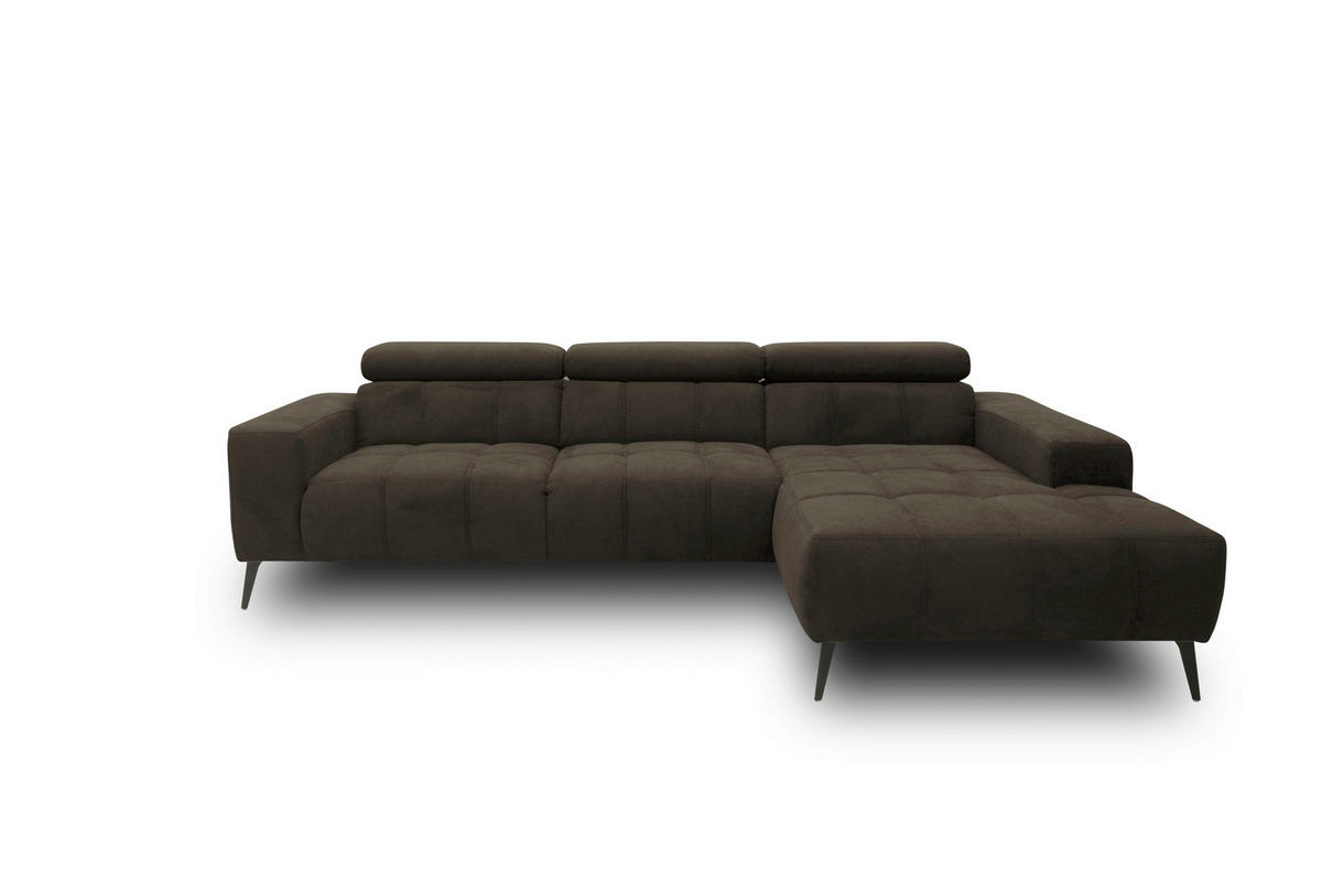 ECKSOFA TRENTO Mikrofaser  - Dunkelgrau/Schwarz, MODERN, Textil/Metall (287/175cm) - MID.YOU