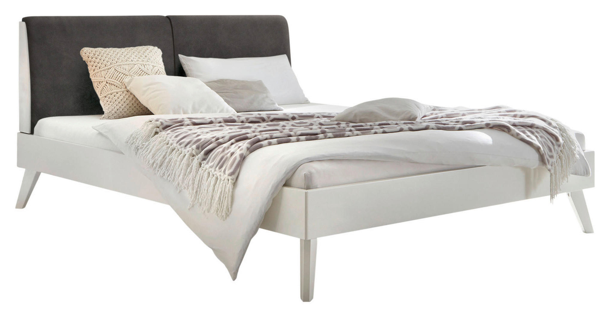 BETT 180/200 cm,  in Anthrazit, Weiß,  - Anthrazit/Weiß, Natur (180/200cm) - Hasena