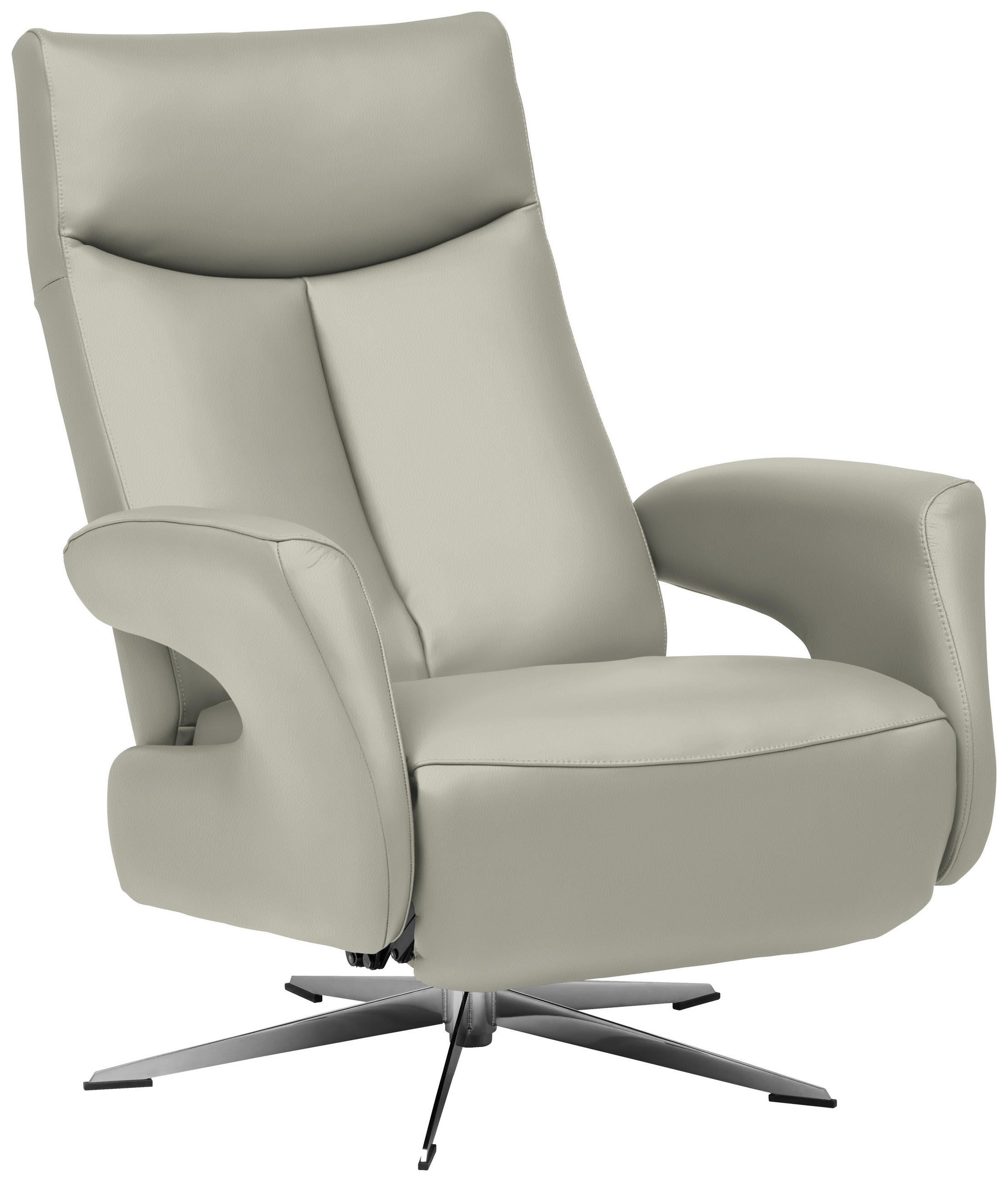RELAXFÅTÖLJ i läder ljusgrå  - kromfärg/ljusgrå, Design, metall/läder (74/105/82cm) - Livetastic